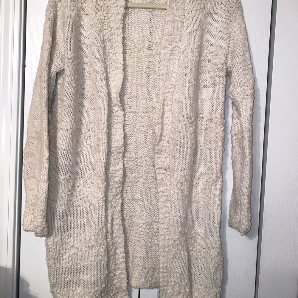 Chunky boucle ivory cardigan